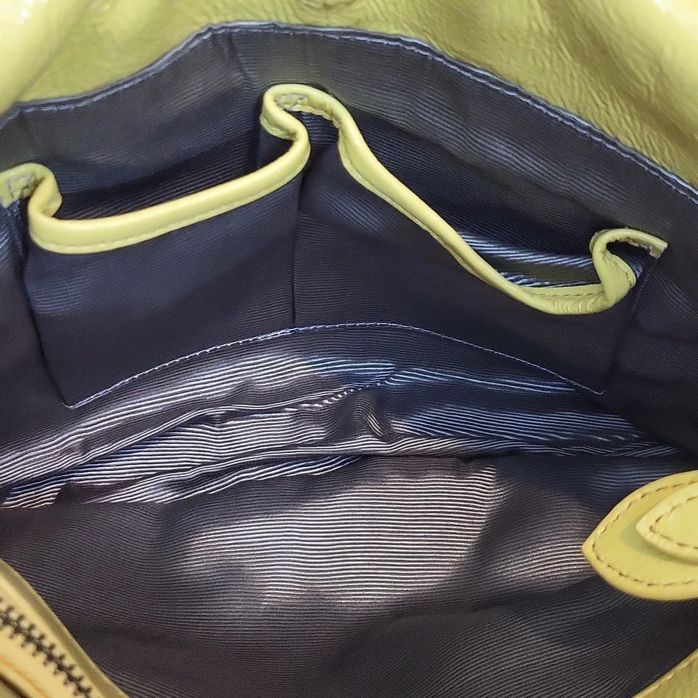 ELLIOTT LUCCA Yellow Cow Leather Braided Chain Strap Magnetic Closure Hobo Bag